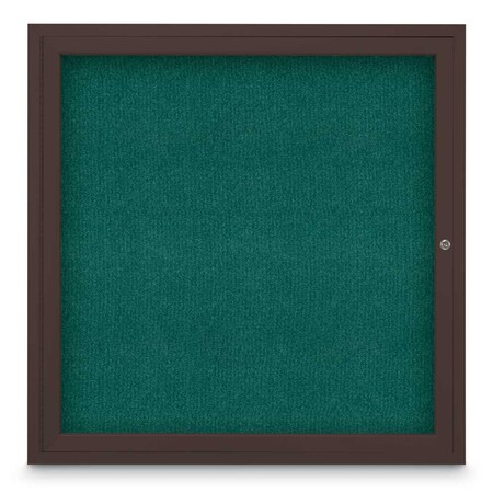 United Visual Products Sliding Door Indoor Enclosed Corkboard, 9 UV9029ACS-WHITE-BLACK